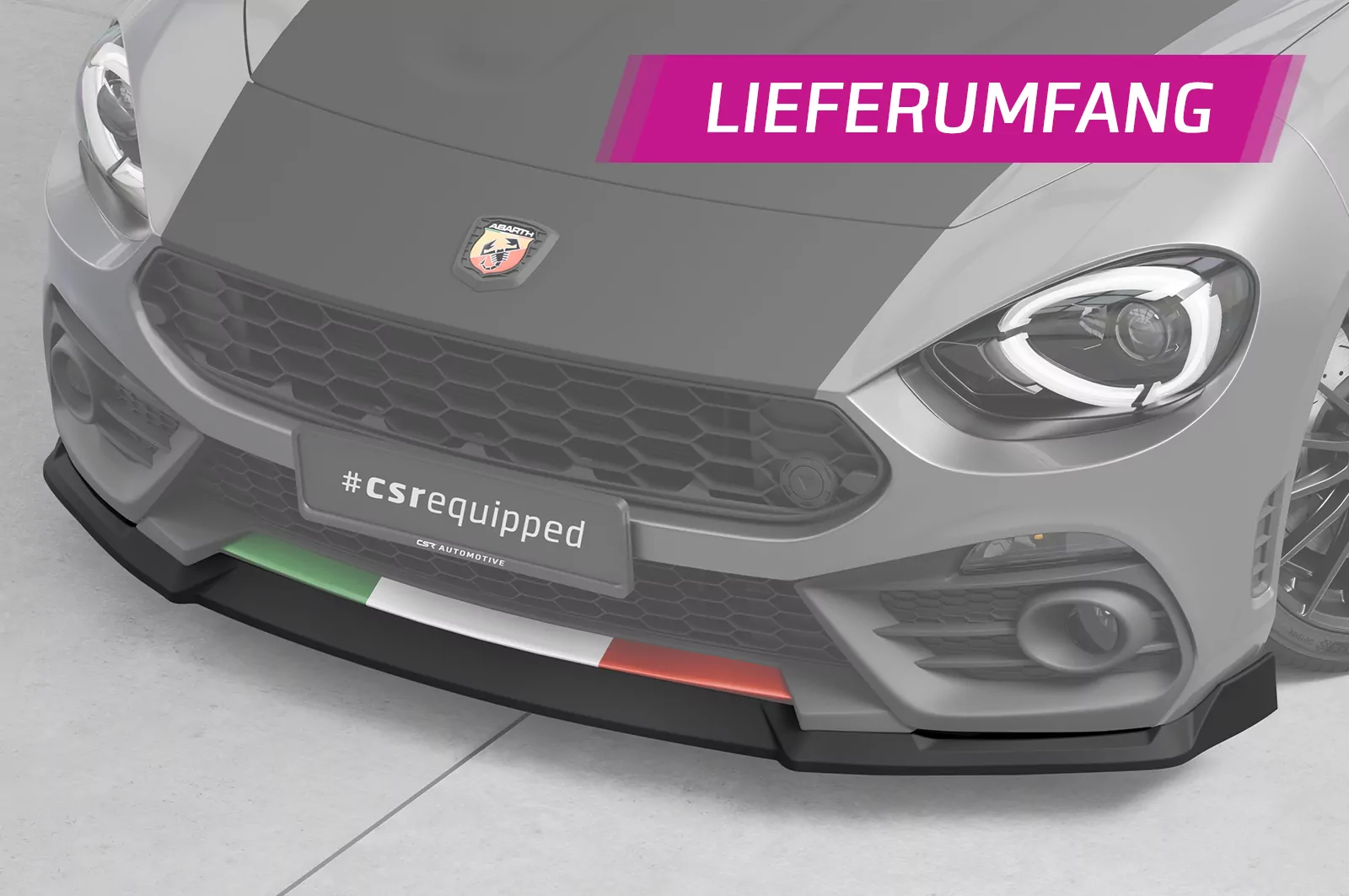 Cup-Spoilerlippe mit ABE für Fiat Abarth 124 Spider CSL824 Schwarz Strukturiert