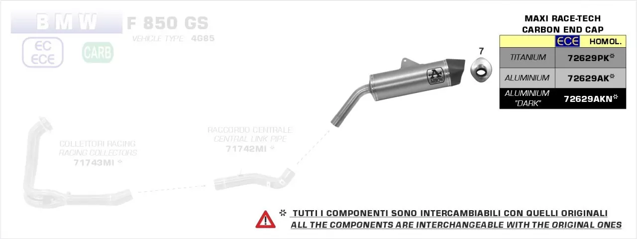 Arrow Maxi Race-Tech Aluminium Schwarz BMW F 850 GS 15-20
