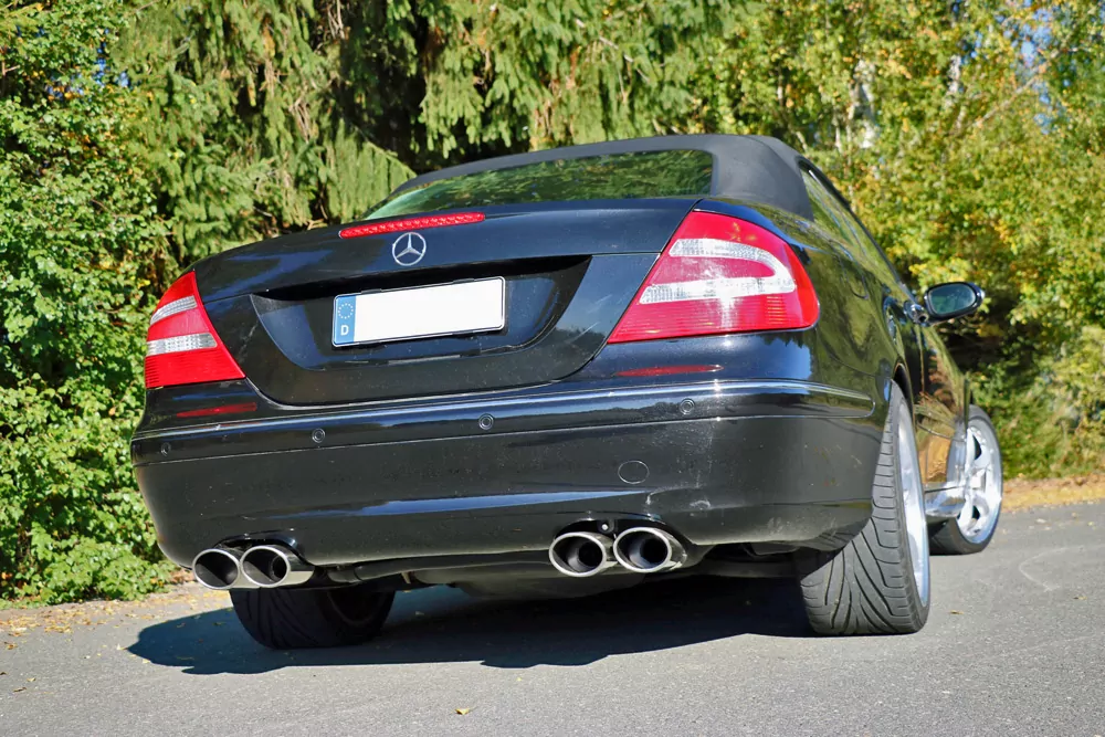 Mercedes CLK Typ 209 Cabrio & Coupe  Endschalldämpfer Ausgang rechts/links Ø70mm - 2x115x85 Typ 32 rechts/links