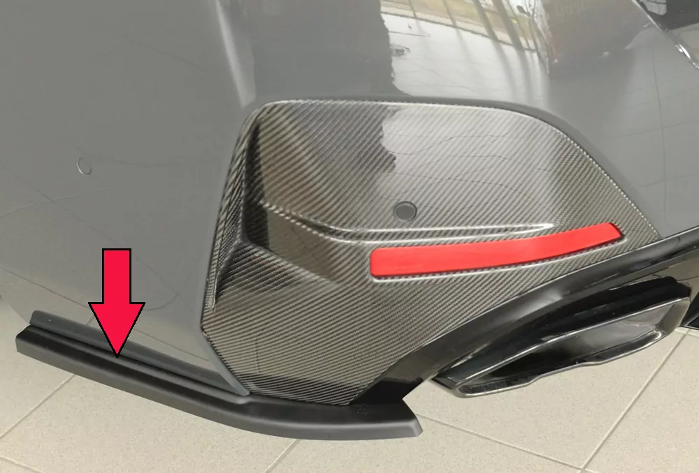 Rieger Heckschürzenansatz seitlich links matt schwarz für BMW i4 M G26  (G4C) Gran Coupé (5-tür.) 11.21-