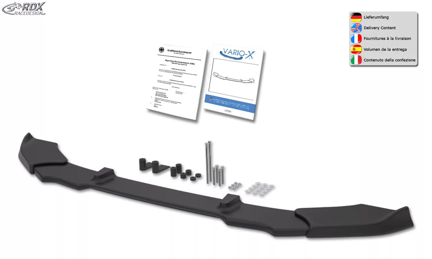 RDX Frontspoiler VARIO-X für VW Up (-2016) Frontlippe Front Ansatz Vorne Spoilerlippe