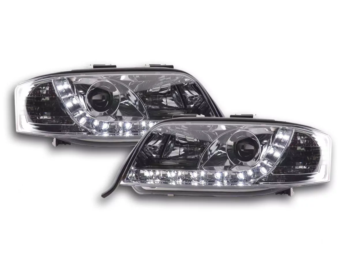 Scheinwerfer Set Daylight LED TFL-Optik Audi A6 Typ 4B Bj. 97-01 chrom