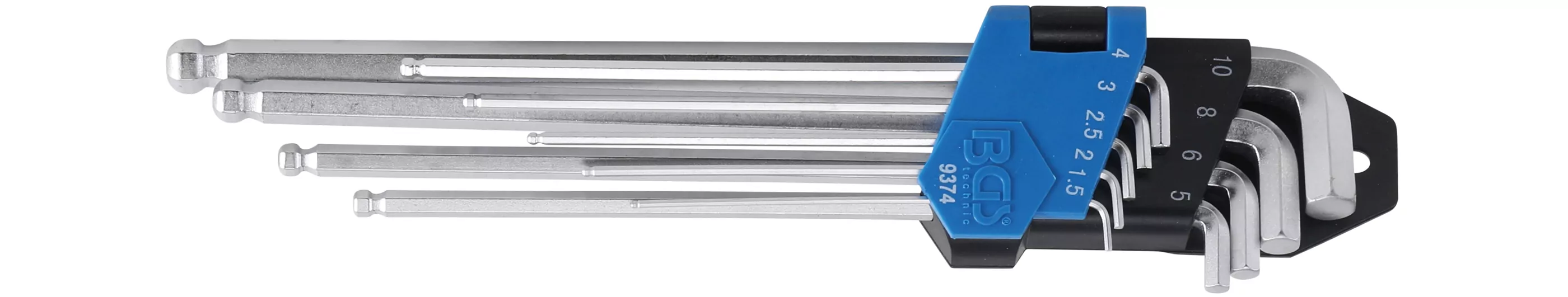 Winkelschlüssel-Satz | extra lang + extra kurz | Innensechskant / Innensechskant mit Kugelkopf 1,5 - 10 mm | 9-tlg.