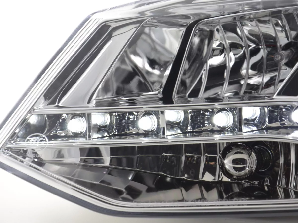 Scheinwerfer Set Daylight LED Tagfahrlicht VW Polo 6R Bj. 09- chrom für Rechtslenker