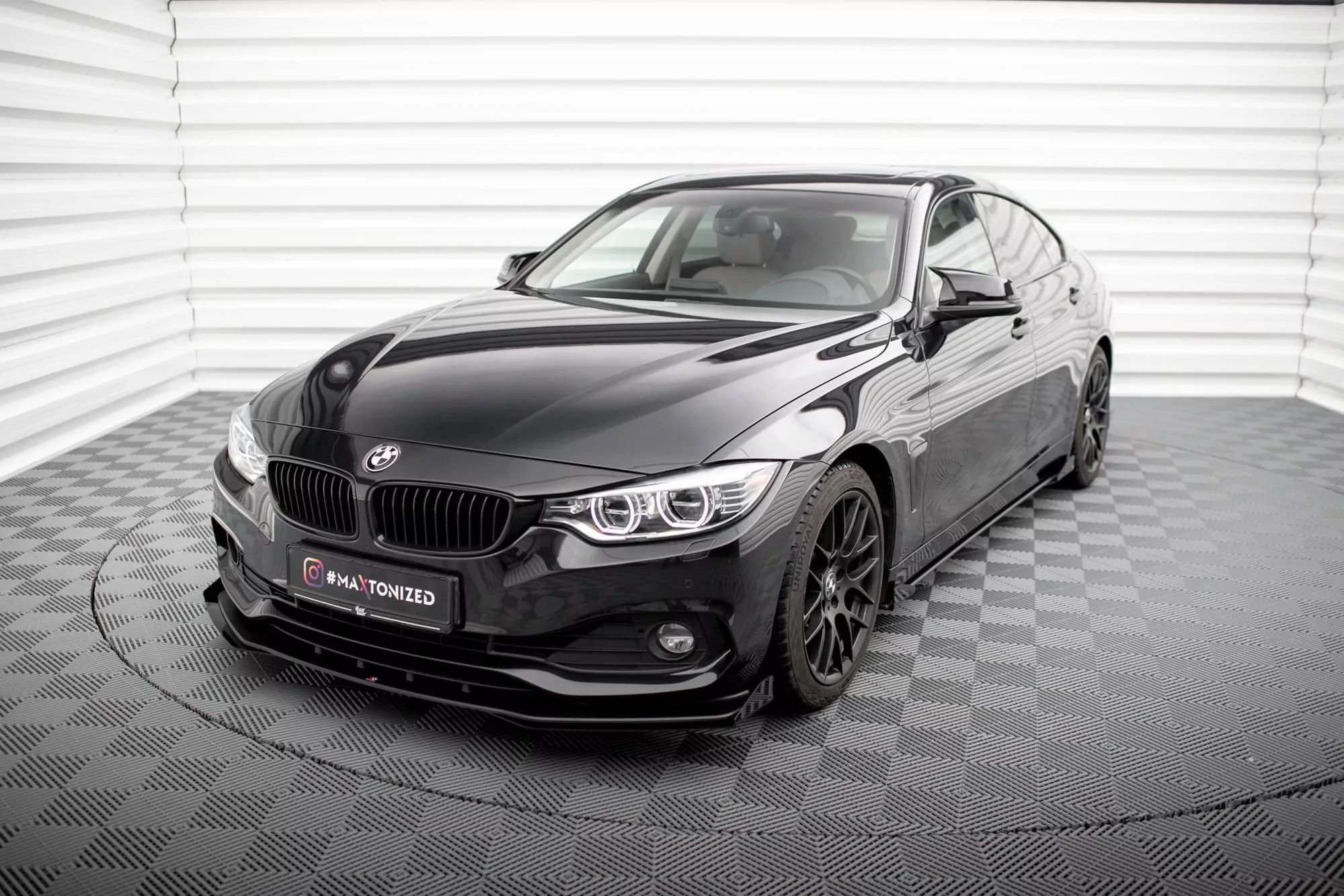 Street Pro Front Ansatz Für +Flaps Für + Flaps BMW 4er Gran Coupe F36 Schwarz Hochglanz