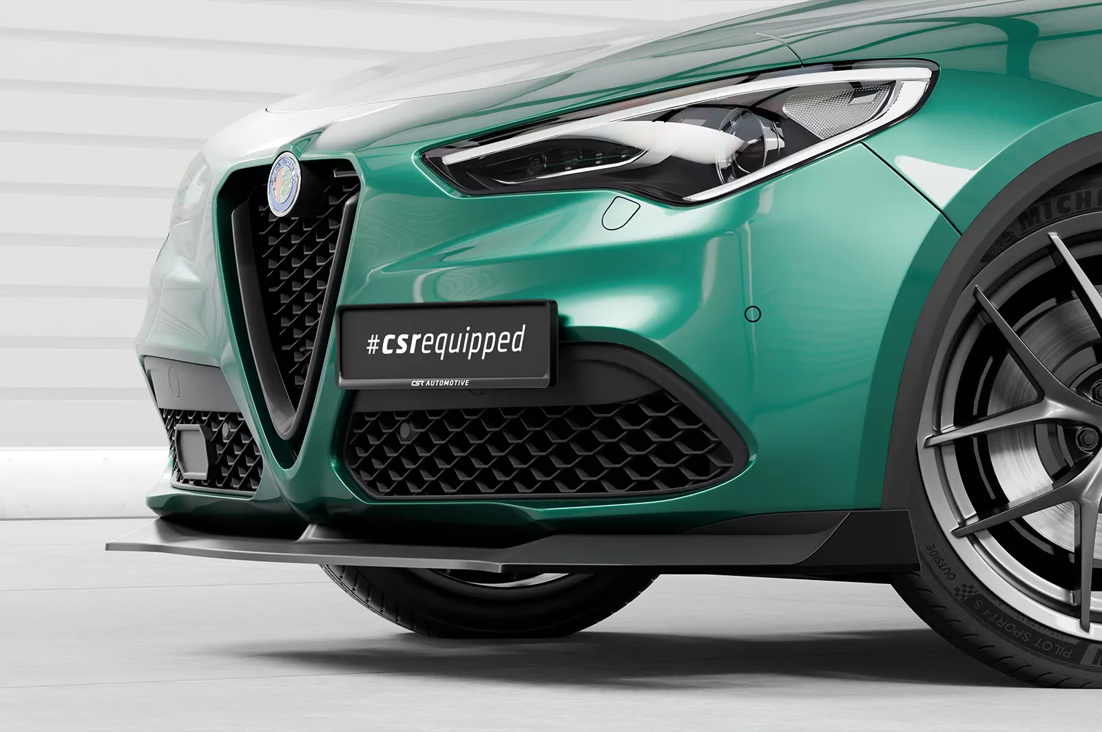 Cup-Spoilerlippe mit ABE für Alfa Romeo Stelvio CSL886 Schwarz Strukturiert