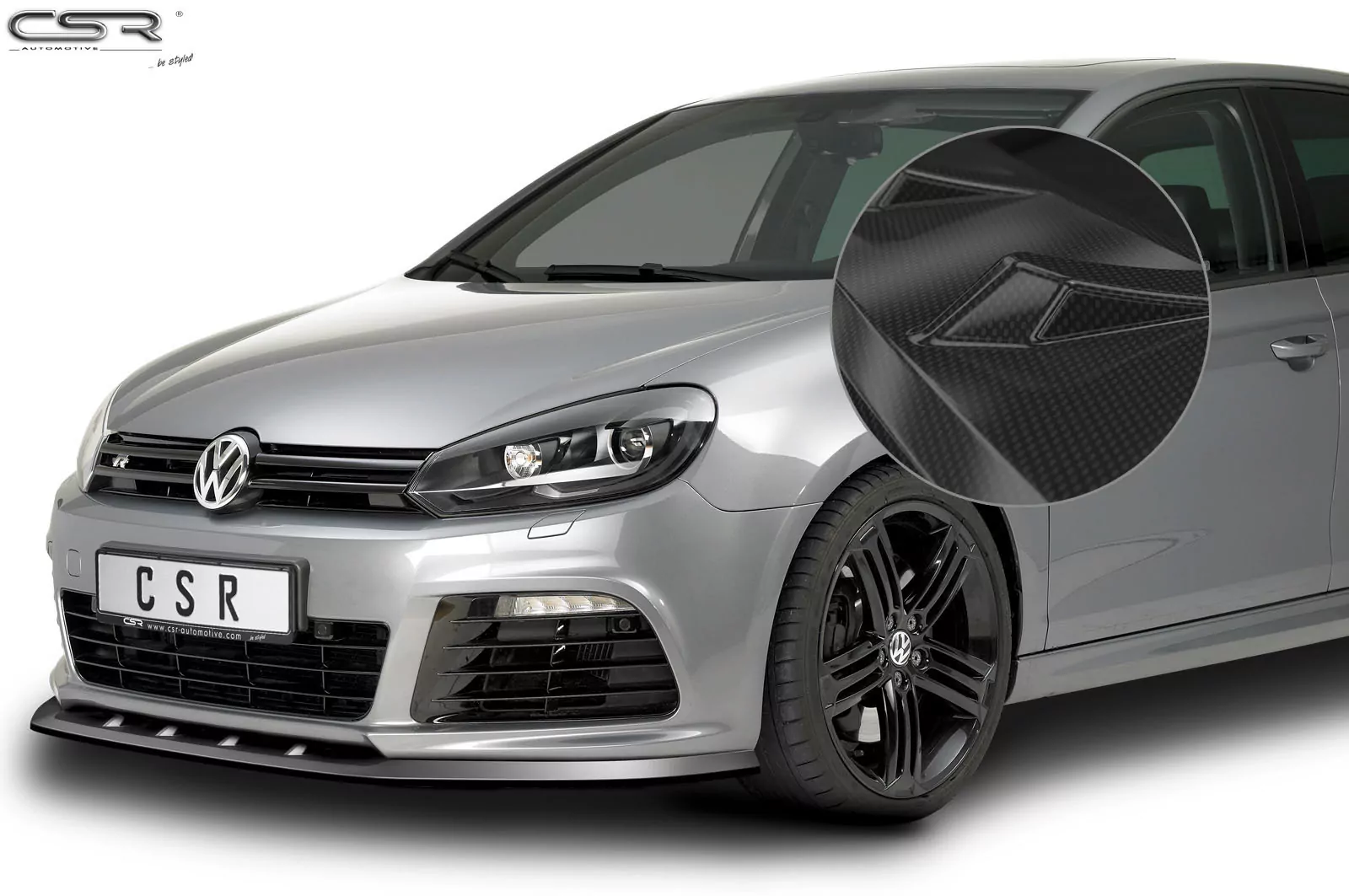 Cup-Spoilerlippe mit ABE für VW Golf 6 R CSL002-C Carbon Look Hochglanz