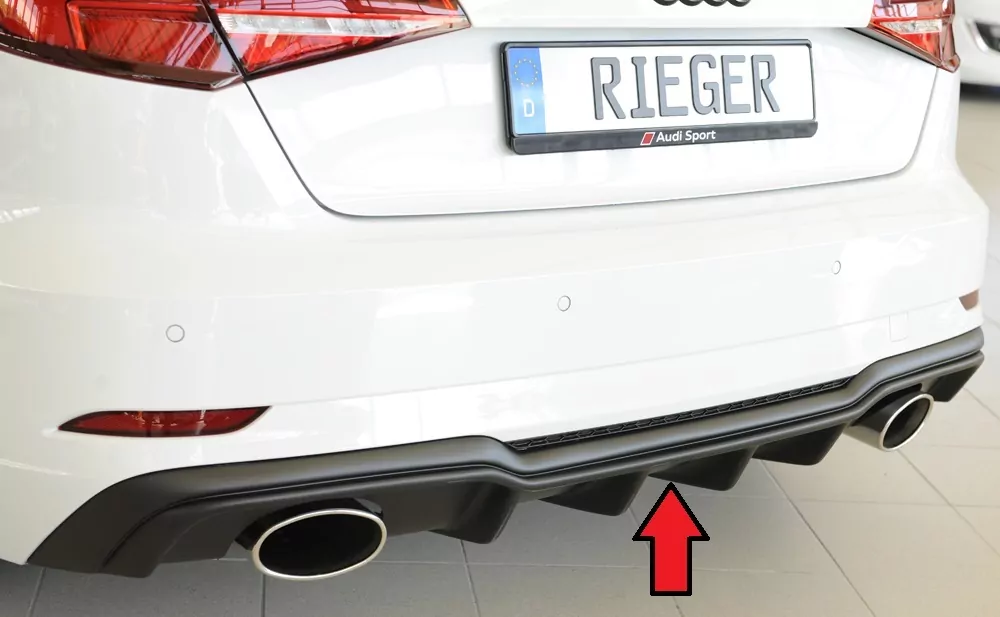 Rieger Heckeinsatz für Audi A3 S3 (8V) - 3-tür. (Schrägheck 8V1) 09.16- (ab Facelift) carbon optik
