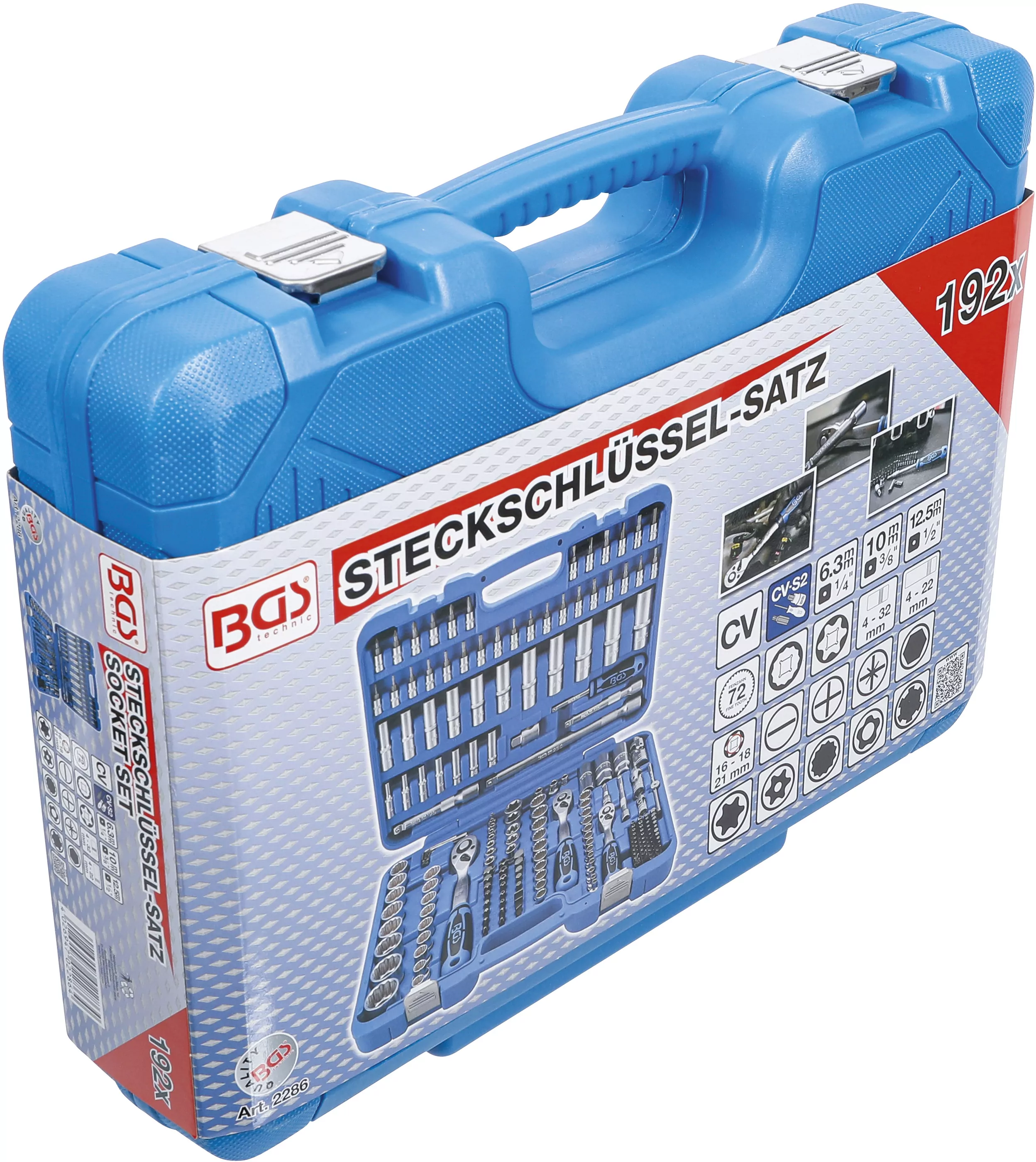 Steckschlüssel-Satz Zwölfkant | Antrieb 6,3 mm (1/4") / 10 mm (3/8") / 12,5 mm (1/2") | 192-tlg.