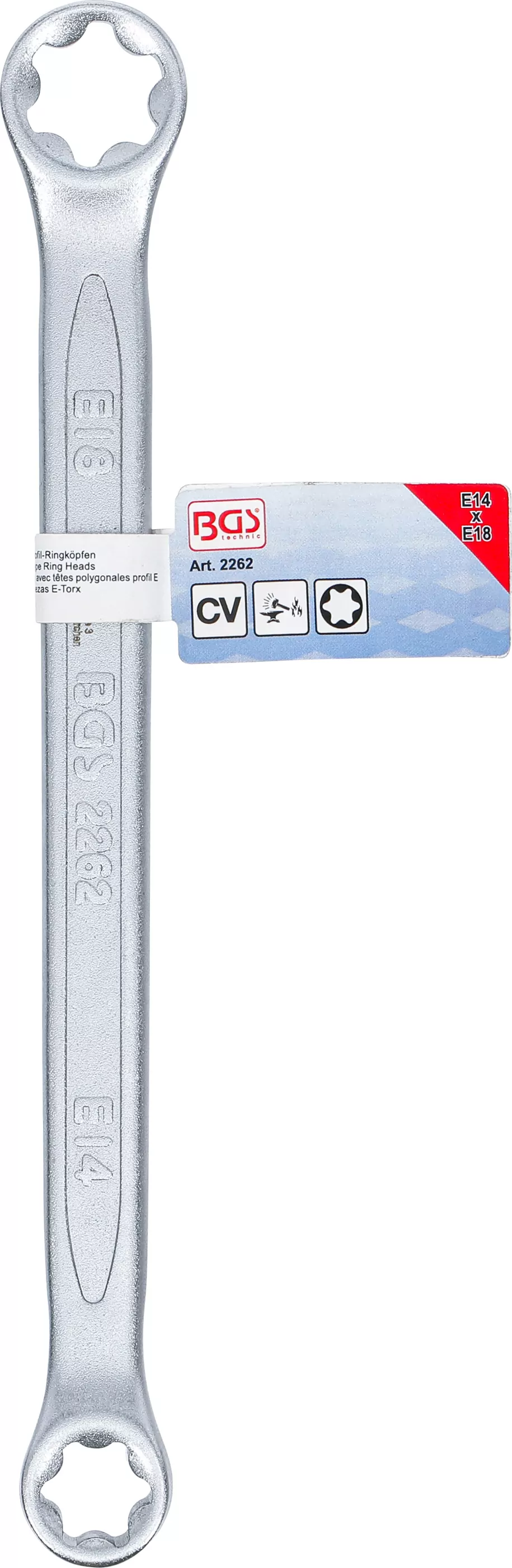 Doppel-Ringschlüssel mit E-Profil-Ringköpfen | SW E14 x E18