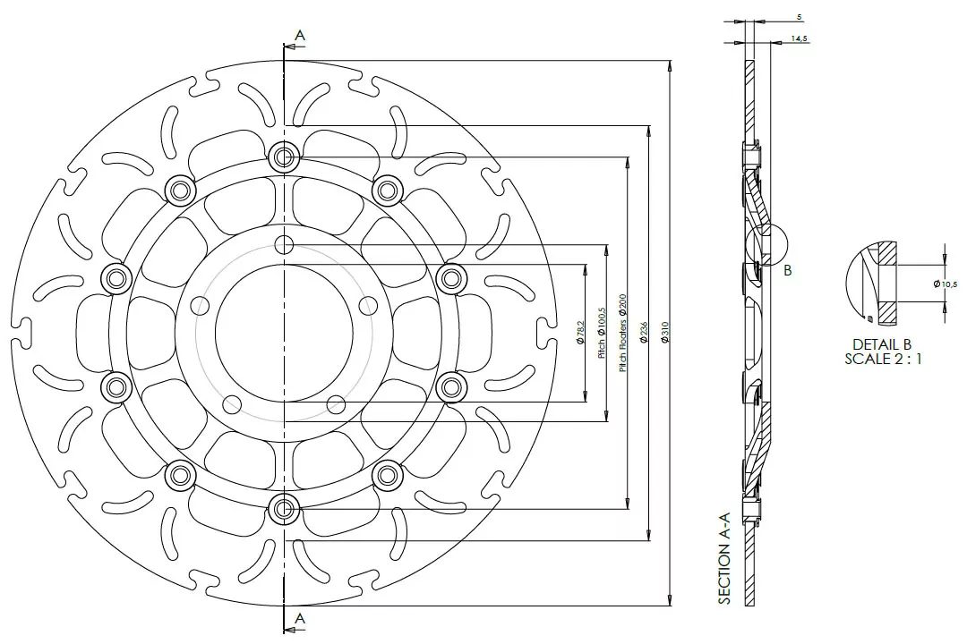 alpha Technik Bremsscheibe Omega-Design ABD33 vorne für Triumph Daytona Speed Four TT600