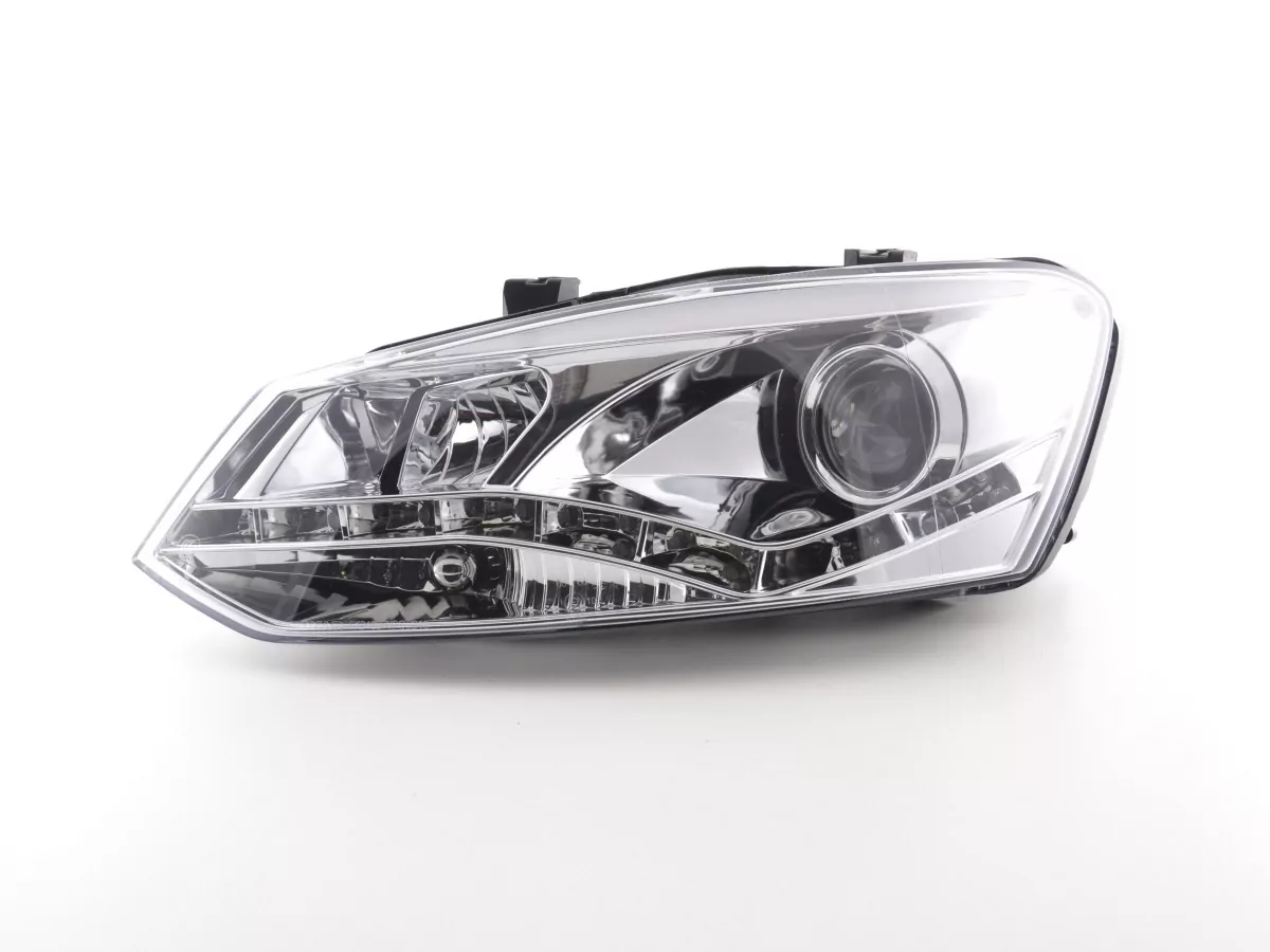 Scheinwerfer Set Daylight LED Tagfahrlicht VW Polo 6R Bj. 09- chrom für Rechtslenker