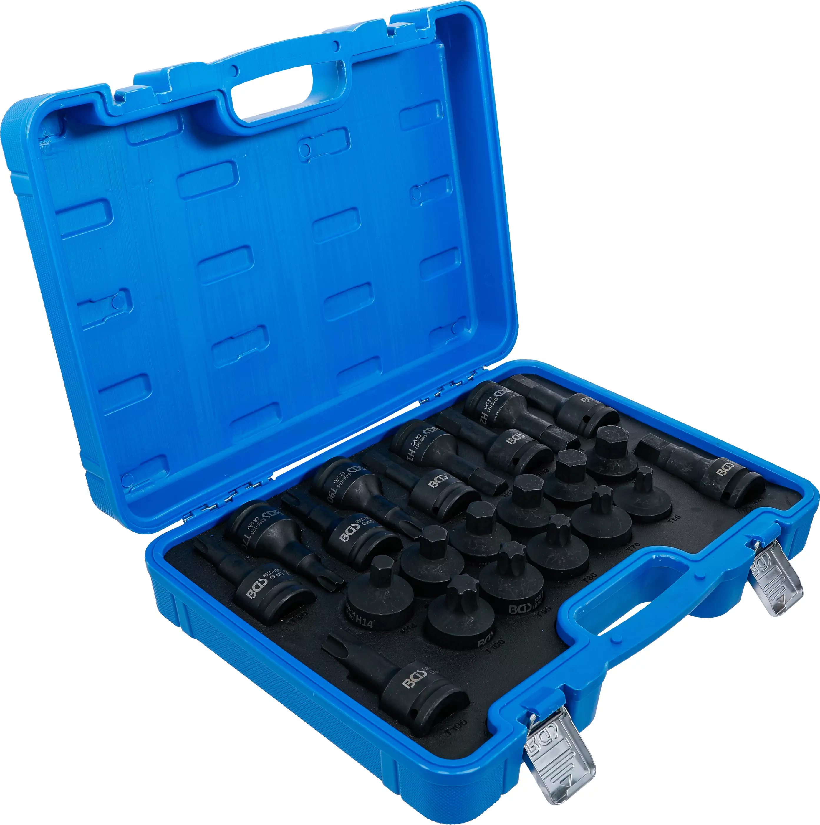 Kraft-Bit-Einsatz-Satz | Antrieb Innenvierkant 20 mm (3/4") | Innensechskant, T-Profil (für Torx) | 22-tlg.