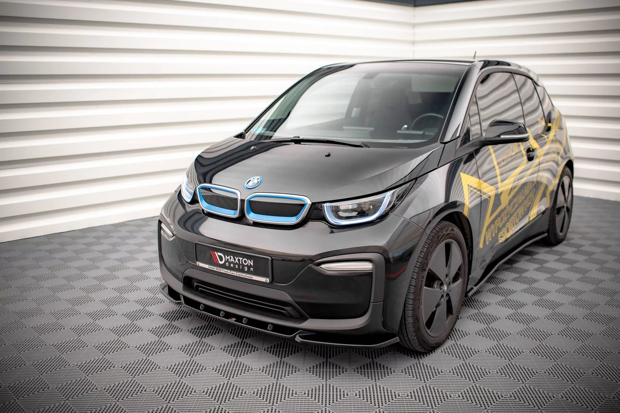 Front Ansatz V.2 Für BMW I3 Mk1 Facelift Schwarz Hochglanz
