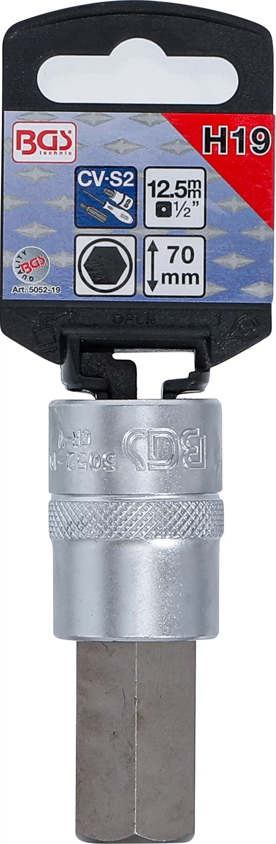 Bit-Einsatz | Antrieb Innenvierkant 12,5 mm (1/2") | Innensechskant 19 mm