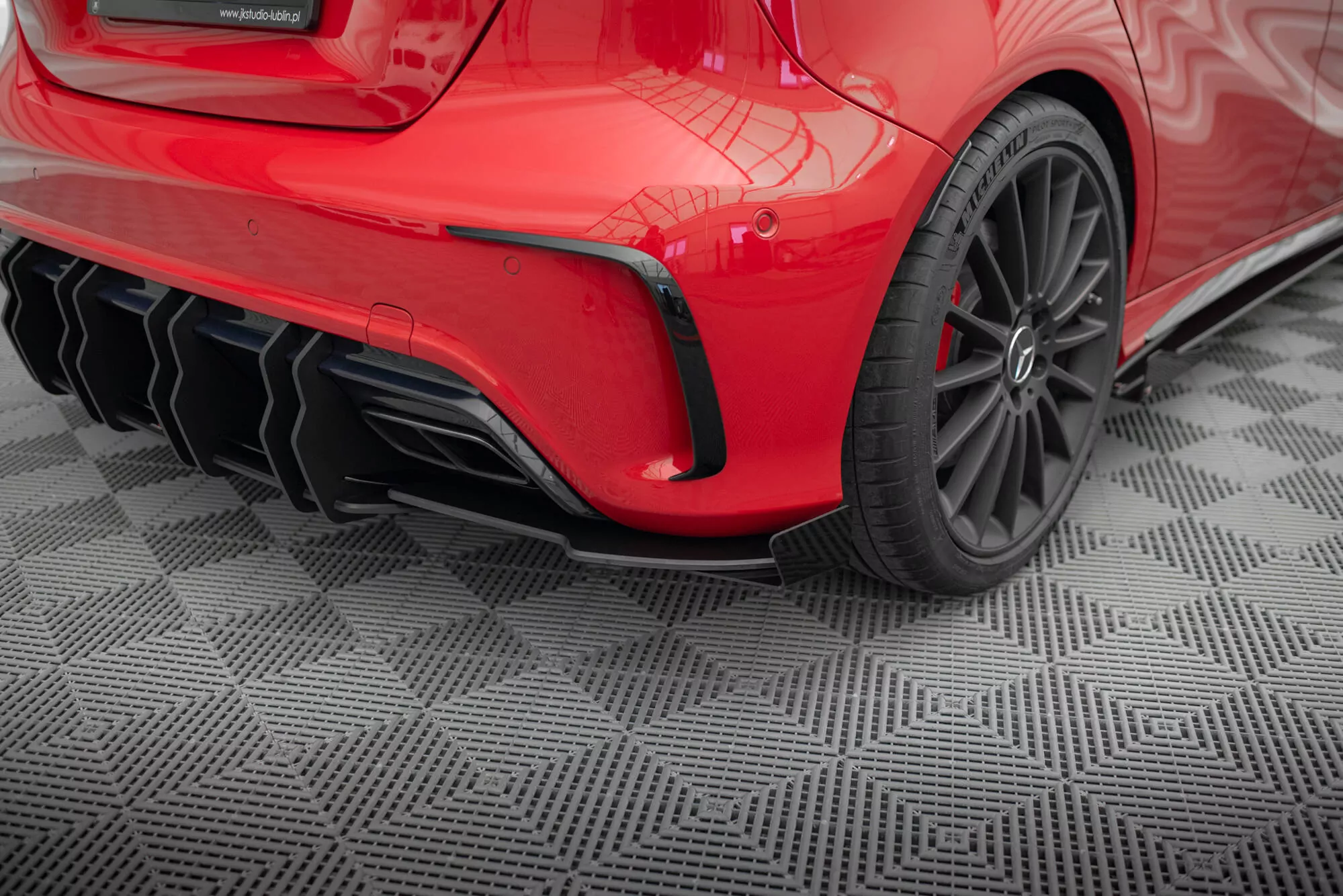 Street Pro Heck Ansatz Flaps Diffusor +Flaps Für Mercedes-Benz A 45 AMG W176 Facelift Schwarz Hochglanz