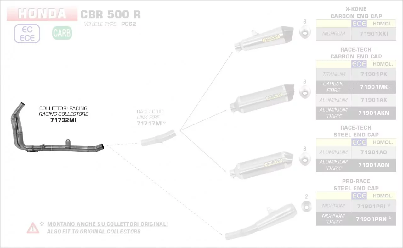 71732MI-Arrow Racing Krümmer Ø 43 Mm Honda CBR 500R 19/20