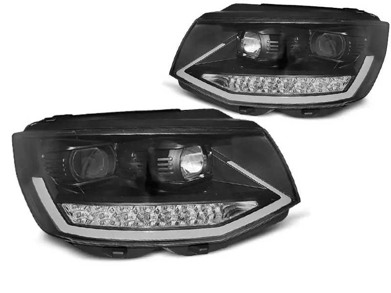 HEADLIGHTS TUBE LIGHT DRL BLACK CHROME SEQ fits VW T6 15-19