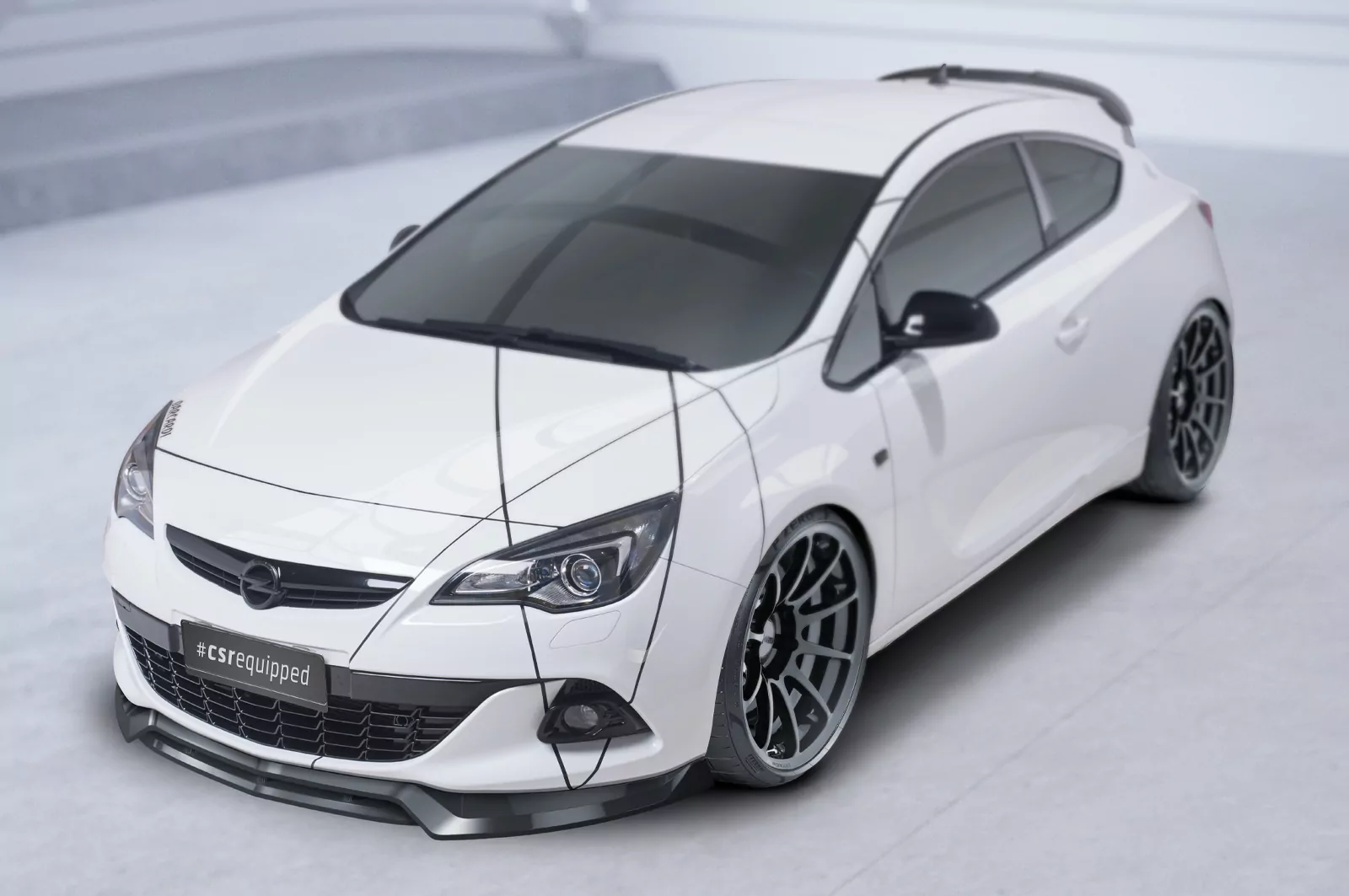 Cup-Spoilerlippe mit ABE für Opel Astra J GTC CSL695 Schwarz Strukturiert