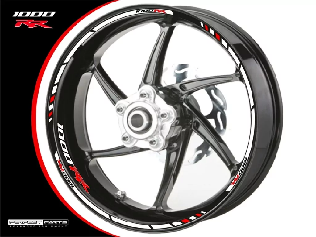 Felgenrandaufkleber für Honda CBR1000RR weiß-rot