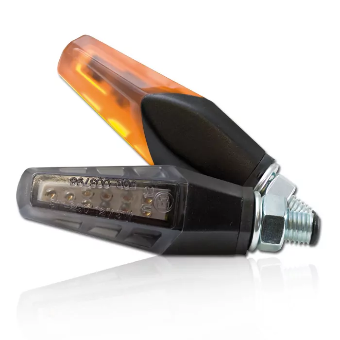 LED-Blinker "Freeze" | schwarz | getönt | M10 Paar | L 64 x B 25 x H 15 mm | E-geprüft