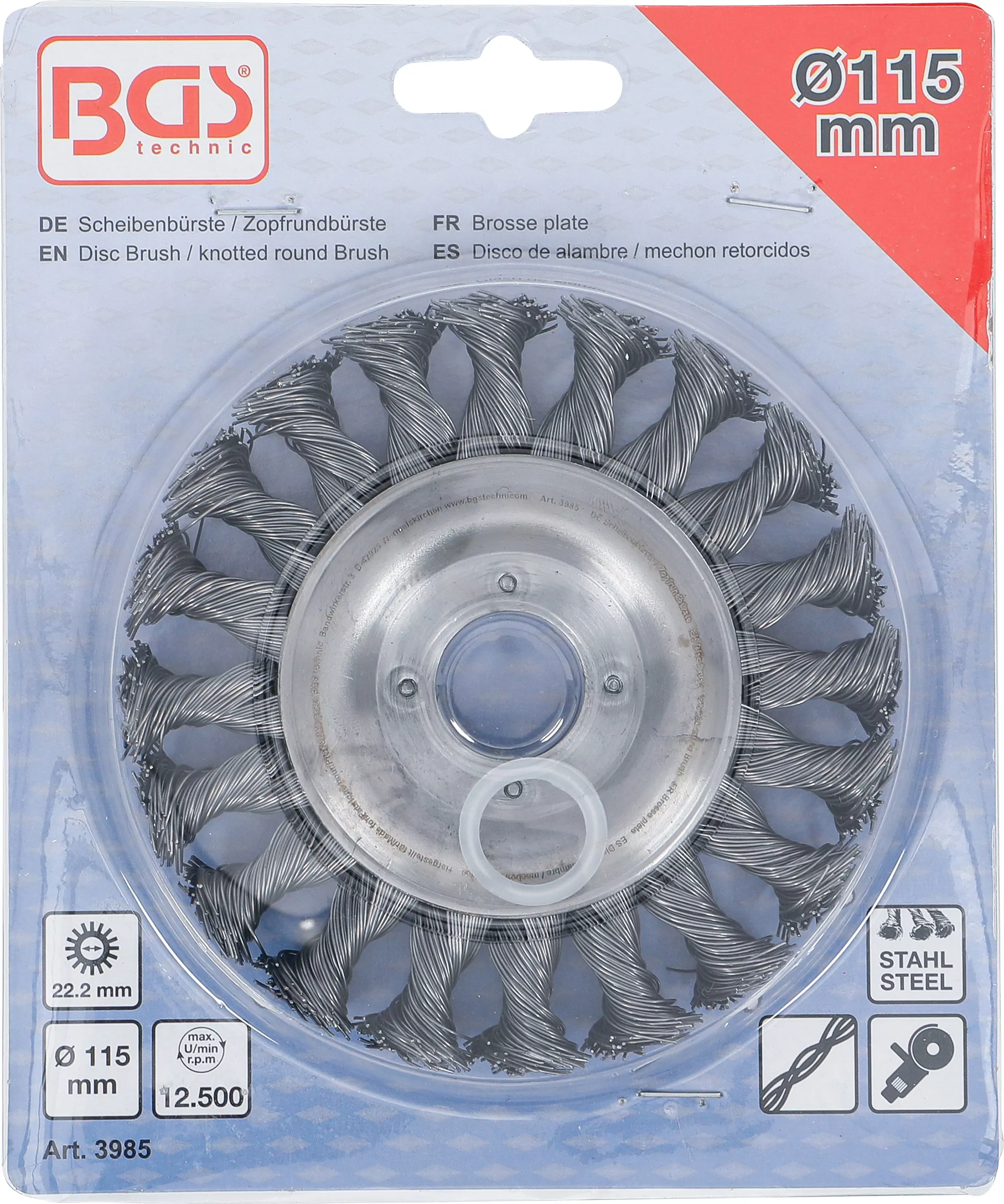 Scheibenbürste / Zopfrundbürste | Ø 115 mm