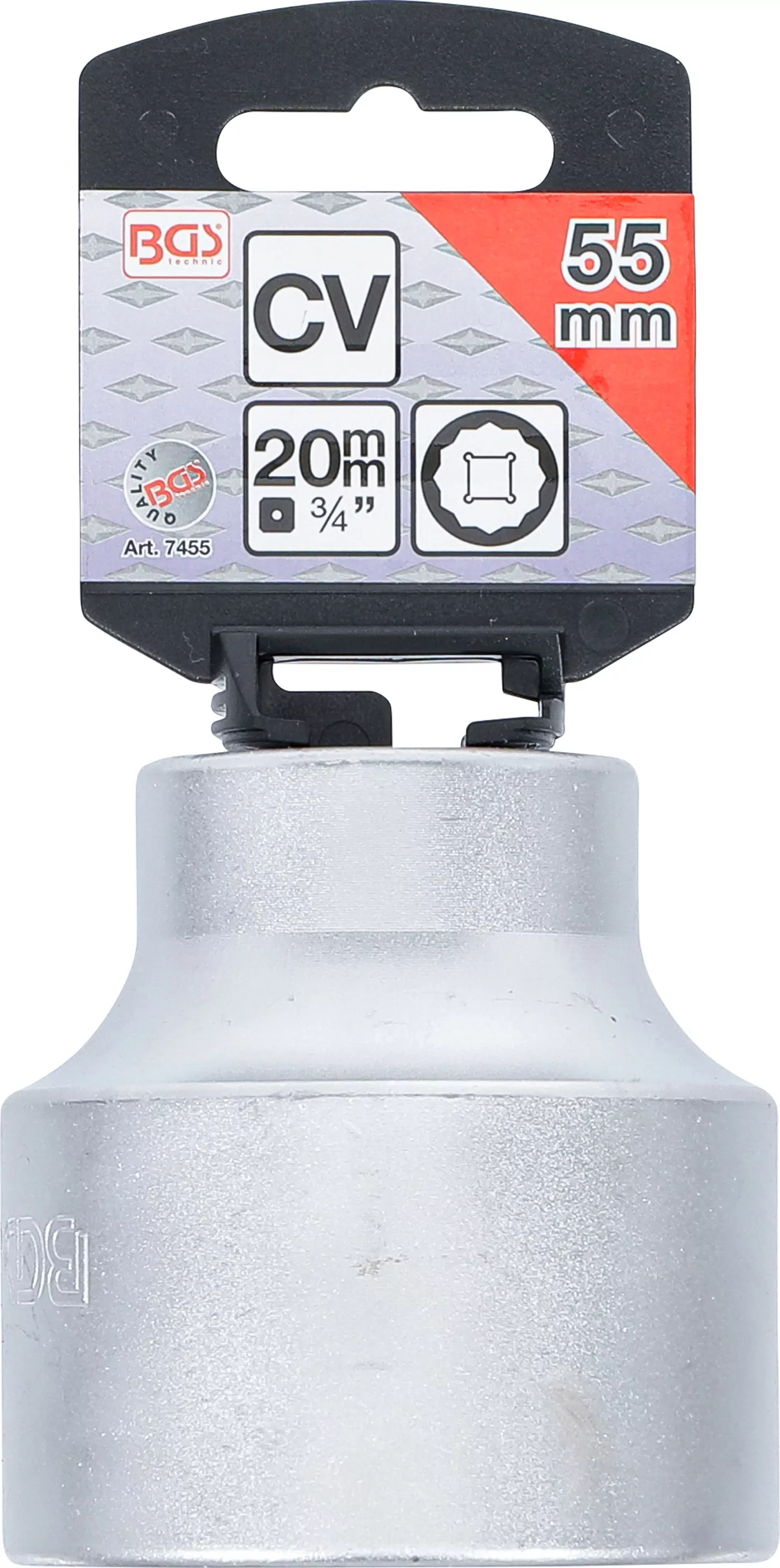 Steckschlüssel-Einsatz Zwölfkant | Antrieb Innenvierkant 20 mm (3/4") | SW 55 mm