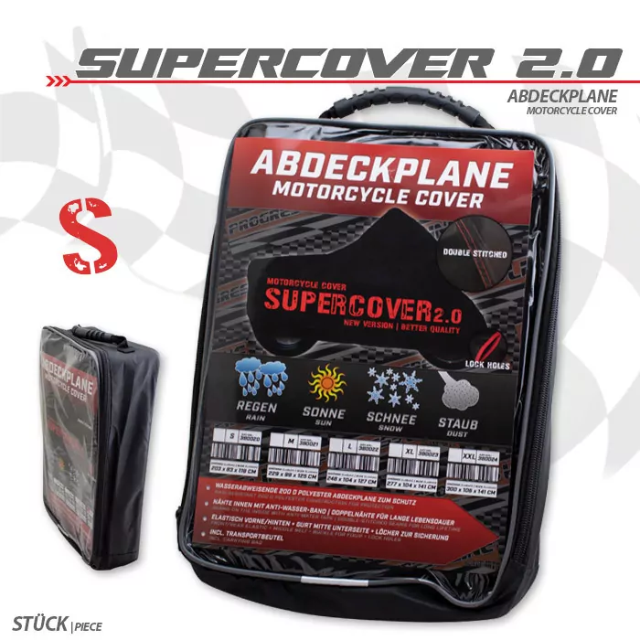 Abdeckplane | Supercover 2.0 | Gr. S | Schwarz | Polyester | 200 D | L 203 X B 83 X H 119 Cm