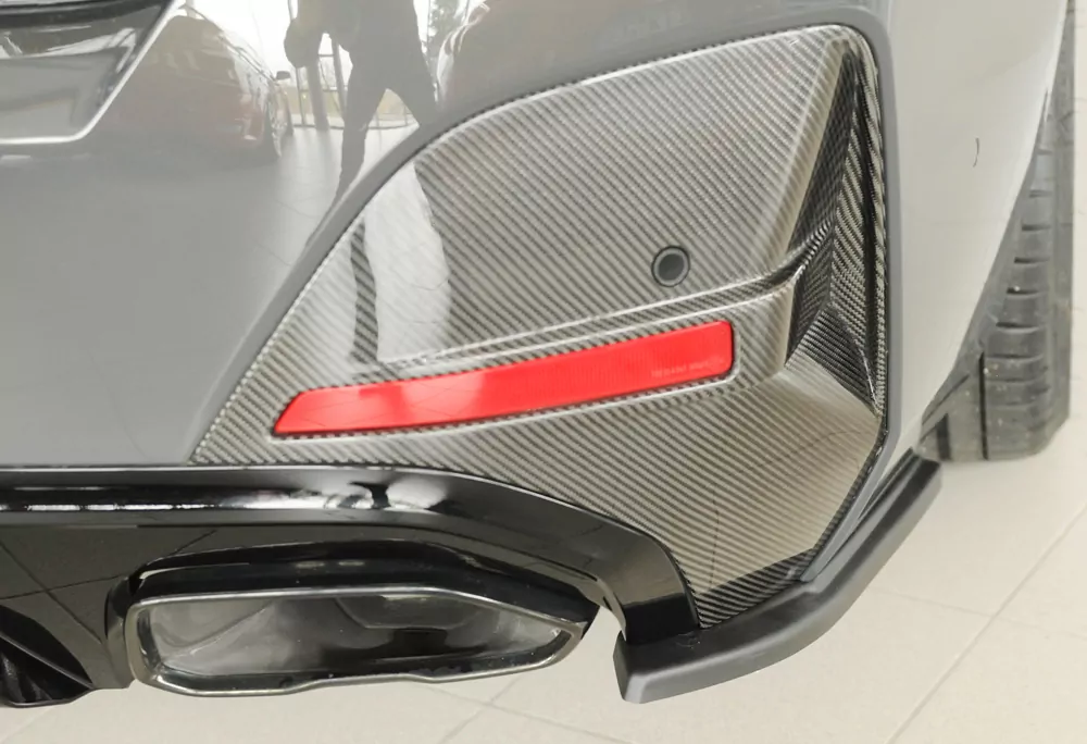 Rieger Heckschürzenansatz seitlich rechts matt schwarz für BMW i4 M G26  (G4C) Gran Coupé (5-tür.) 11.21-