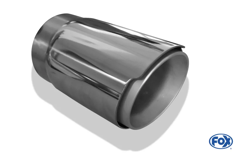 Cover silber - 90mm  Endrohrhülle mit Madenschrauben für Endrohr Ø80 - Länge: 150mm