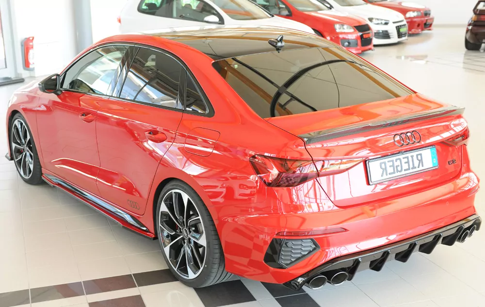 Rieger Seitenschweller links ansatz matt schwarz für Audi A3 S3 (GY) 5-tür. (Sportback) 07.20-05.24 (bis Facelift)