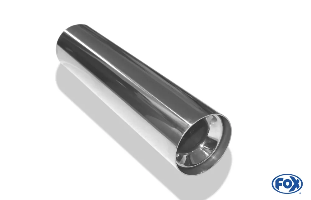 Anschweißendrohr Typ 11  Ø 70 mm / Gesamtlänge: 300 mm  - rund / uneingerollt / gerade / mit Absorber (Innendurchmesser 40mm - Länge: 150mm)