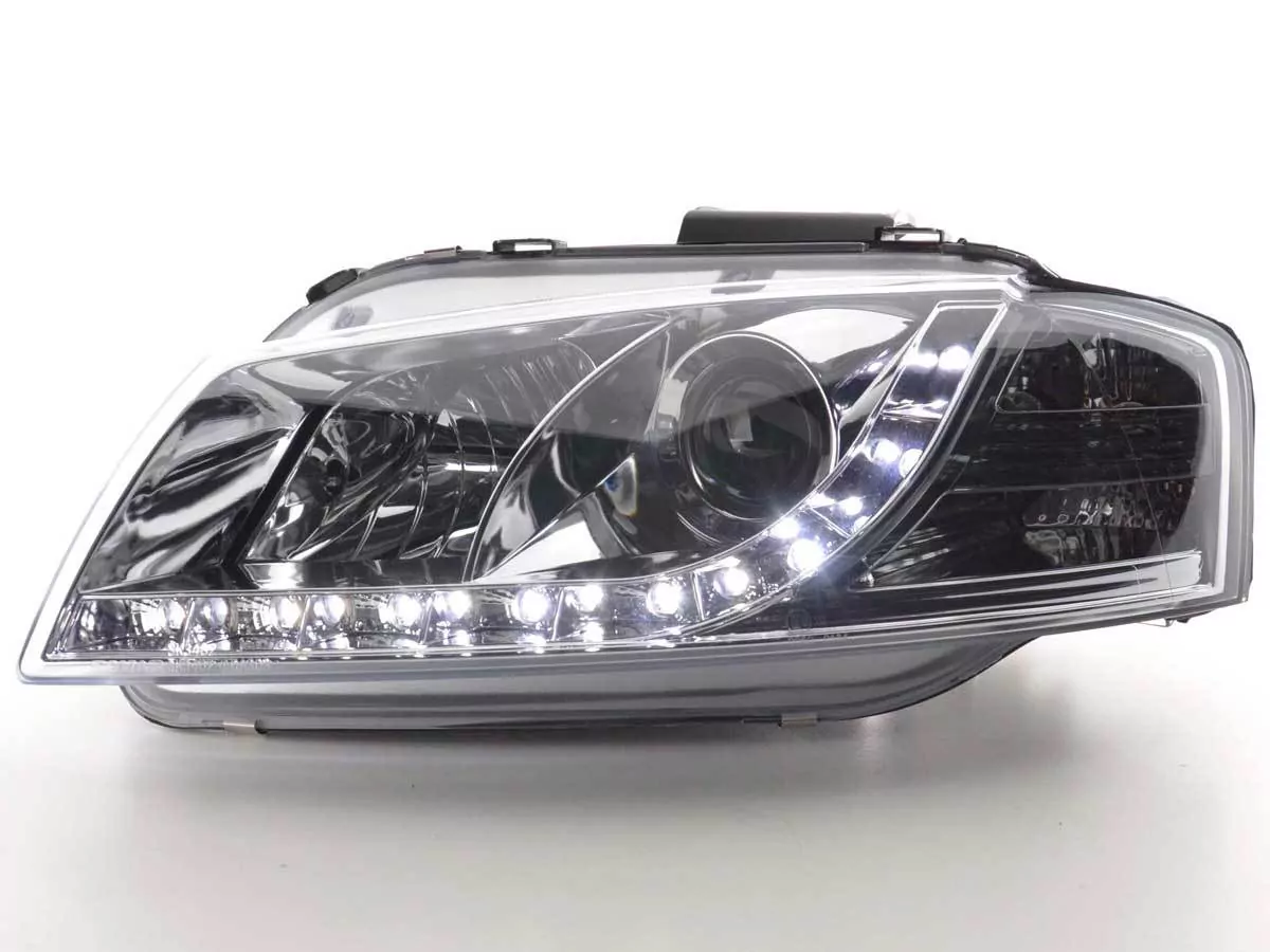 Scheinwerfer Set Daylight LED TFL-Optik Audi A3 Typ 8P Bj. 03-07 chrom