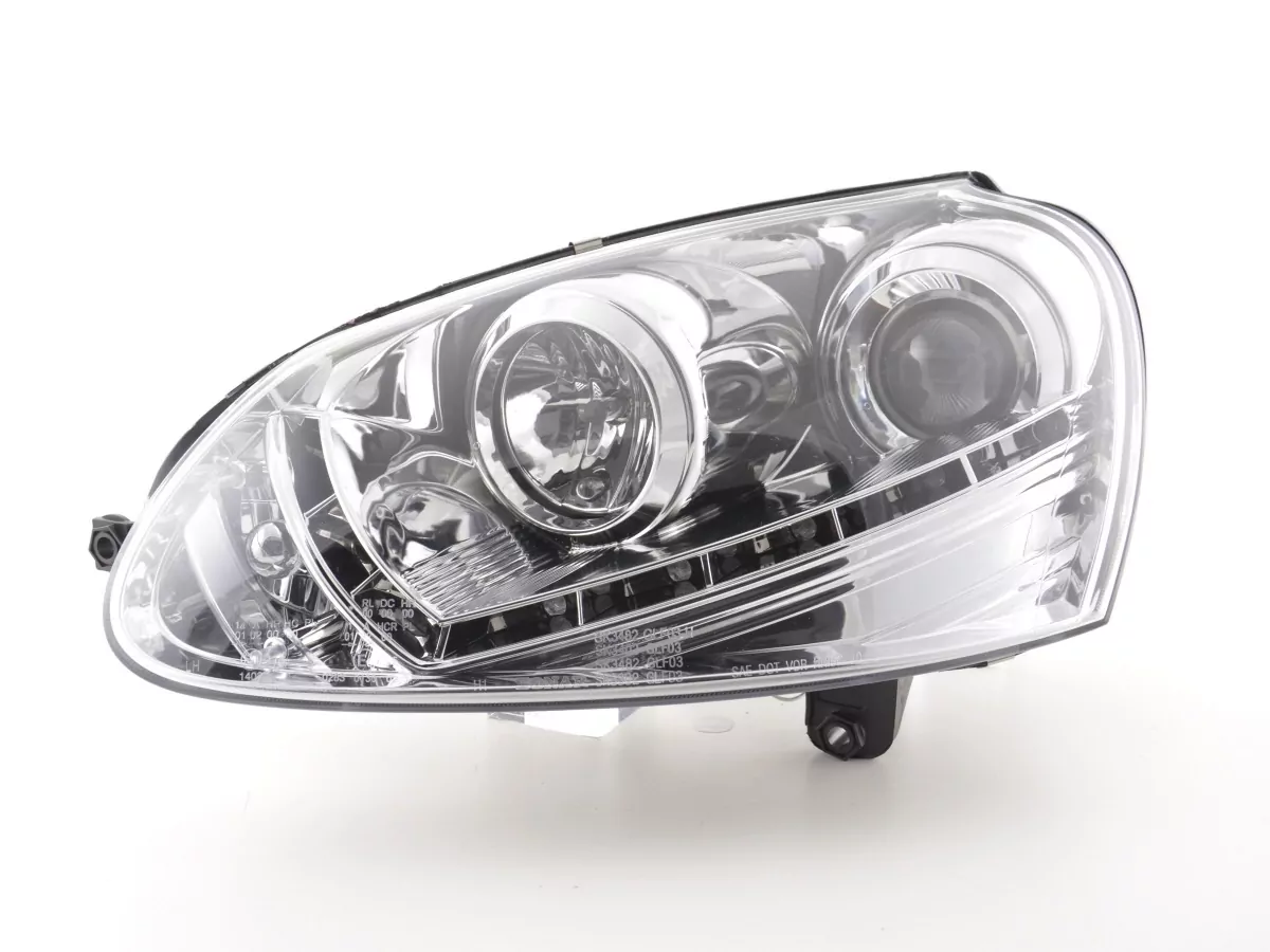 Scheinwerfer Set Daylight LED TFL-Optik VW Golf 5 Typ 1K Bj. 03-08 chrom für Rechtslenker