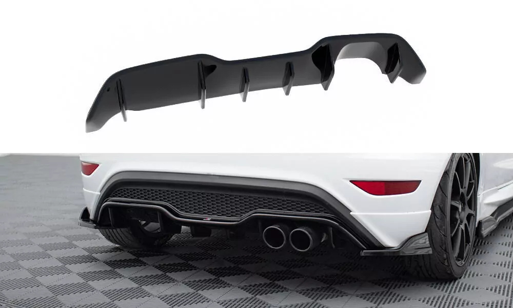 Diffusor Heck Ansatz Passend Für Passend Für Ford Fiesta Mk7 ST FL Schwarz Hochglanz Schwarz Hochglanz