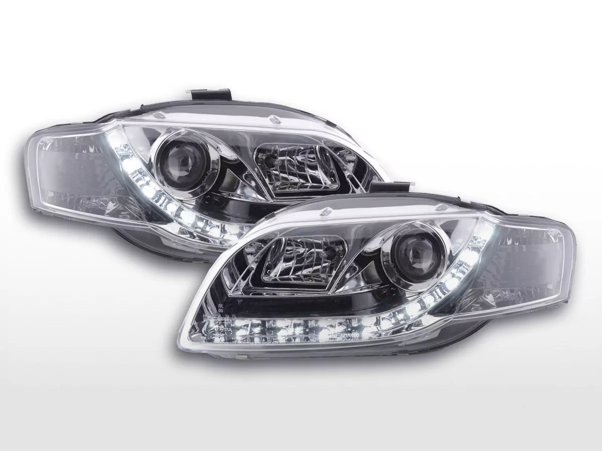 Scheinwerfer Set Daylight LED Tagfahrlicht Audi A4 Typ 8E Bj. 04-08 chrom