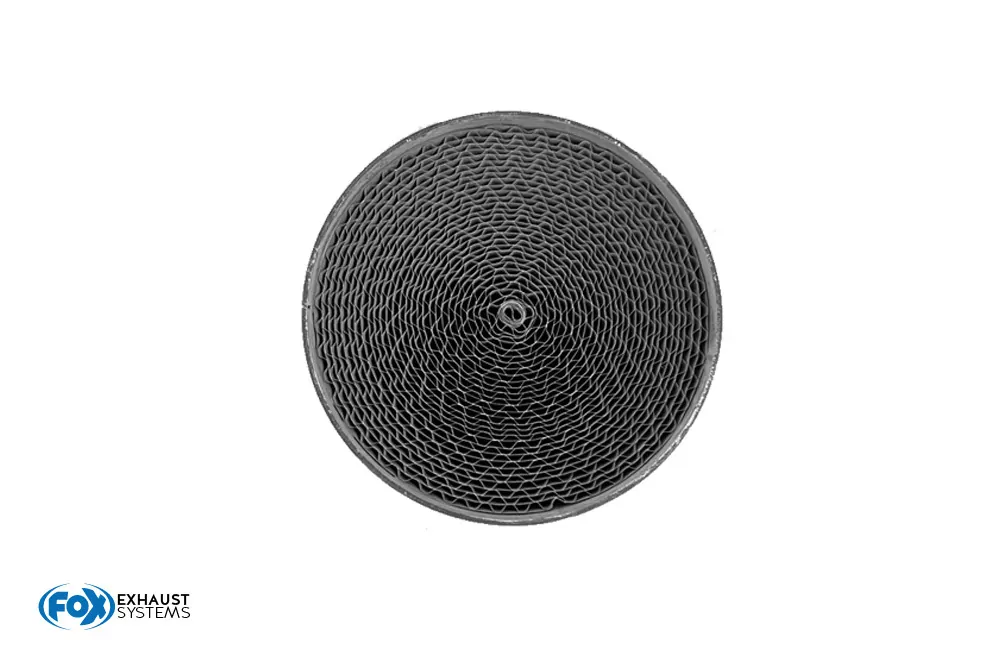 Uni-Metallkat - 100 Zellen - Material: 1.4812  Länge: 230mm/ Anschluss: 62mm  - poliert mit FOX Made in Germany Prägung (ohne Gutachten (laut StVo nicht zugelassen))