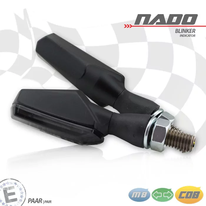 Cob-blinker Nado | Schwarz | Alu | Getönt | Paar | M8 | L 48 X T 18 X H 20 Mm | E-geprüft