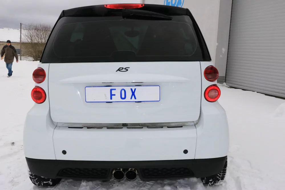Smart Fortwo Coupe 451 mit Brabus Stoßstange  Endschalldämpfer Ausgang mittig - 2x80 Typ 14