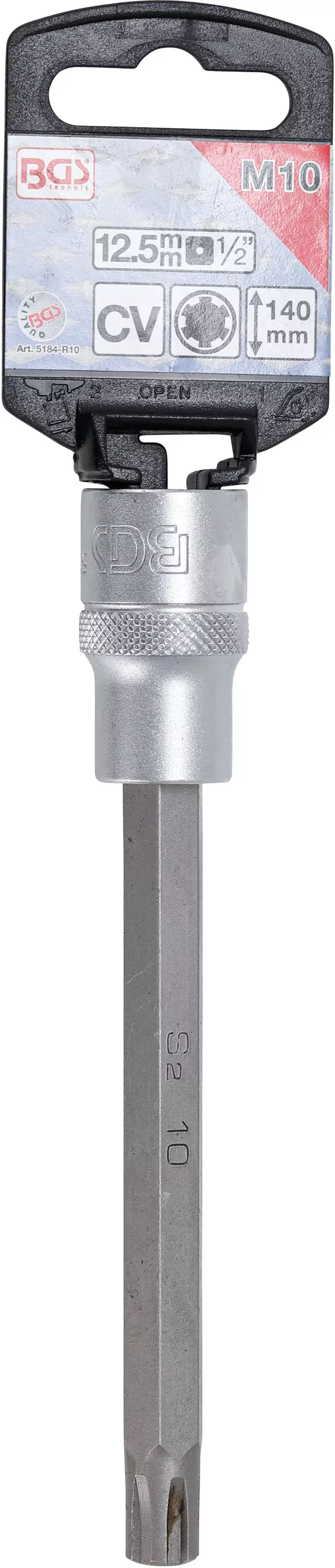 Bit-Einsatz | Länge 140 mm | Antrieb Innenvierkant 12,5 mm (1/2") | Keil-Profil (für RIBE) M10