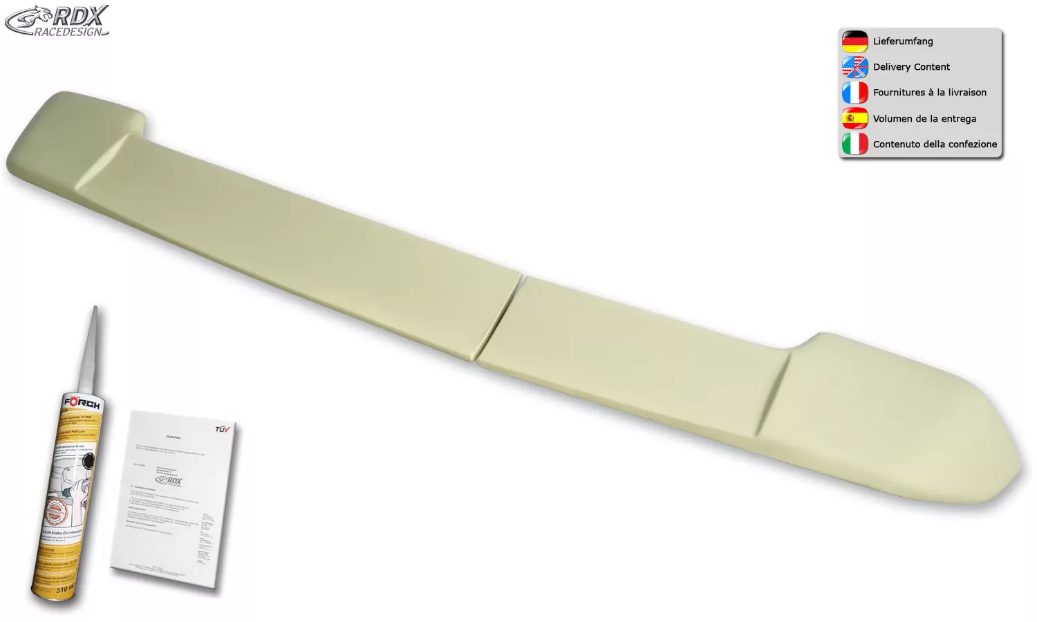 RDX Heckspoiler für CITROEN Berlingo, PEUGEOT Partner & Rifter, OPEL Combo, TOYOTA ProAce City mit Flügeltüren Dachspoiler Spoiler Flügeltürer