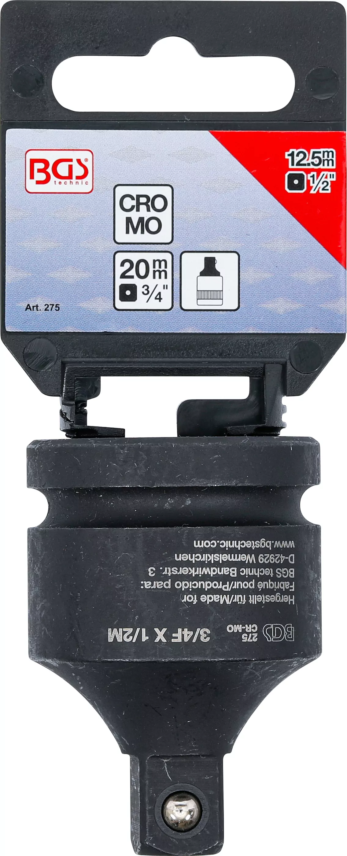 Kraft-Steckschlüssel-Adapter | Innenvierkant 20 mm (3/4") - Außenvierkant 12,5 mm (1/2")