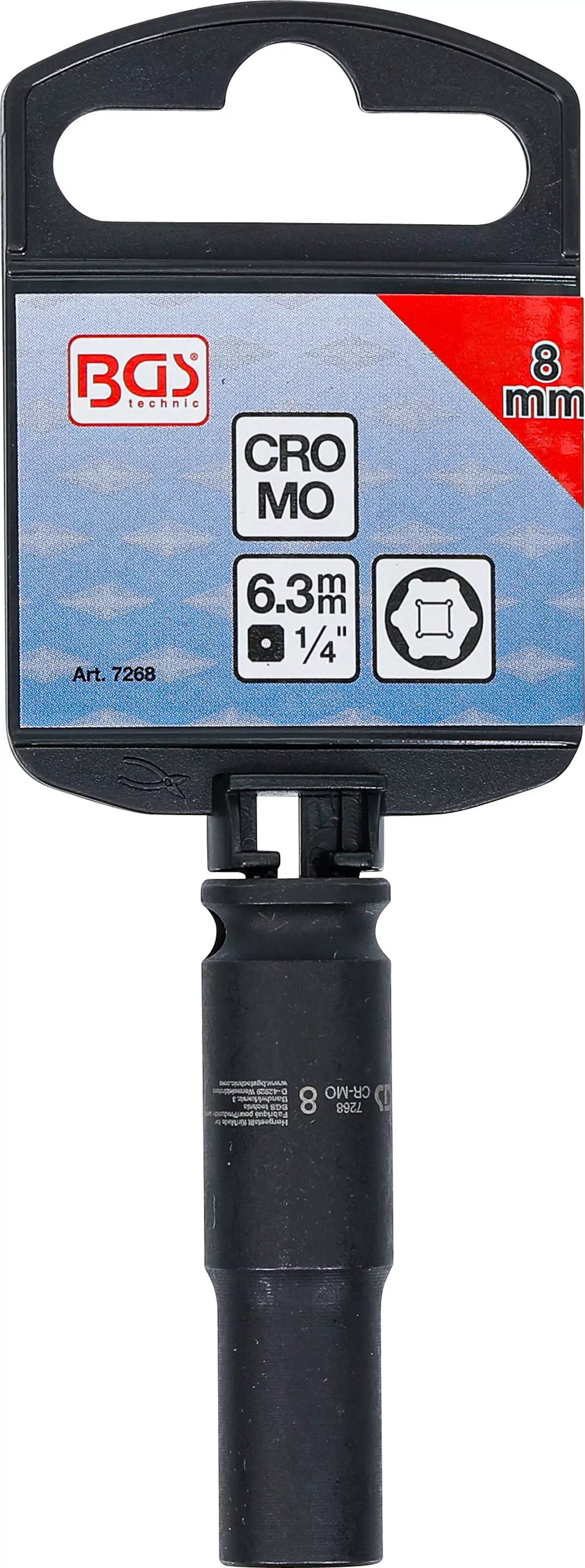 Kraft-Steckschlüssel-Einsatz Sechskant, tief | Antrieb Innenvierkant 6,3 mm (1/4") | SW 8 mm