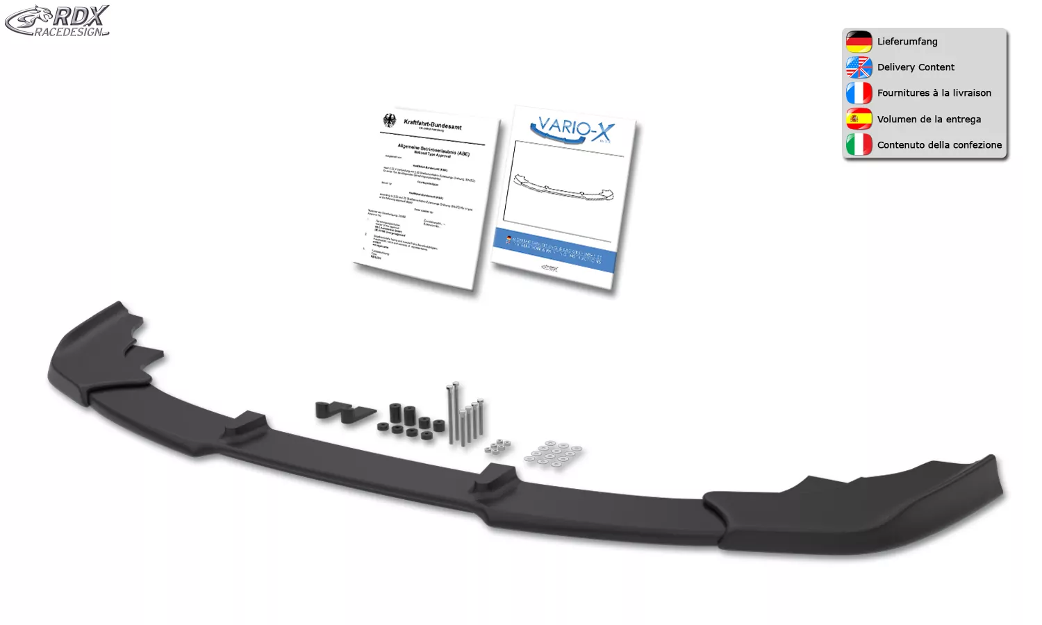 RDX Frontspoiler VARIO-X für BMW 7er F01 / F02 i.V.m. M-Paket (2008-2015) Frontlippe Front Ansatz Vorne Spoilerlippe