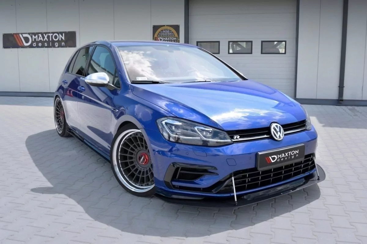 HYBRID Racing Front Ansatz Passend Für Passend Für VW GOLF 7 R FL Schwarz Hochglanz Carbon Look