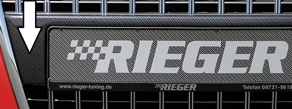 Rieger Kennzeichenauflage aus ABS/Carbon-Look für Audi A3 (8P) | 5-tür. -06.08 für Audi (S-) Grill (164012 / 211249 /  211228)
