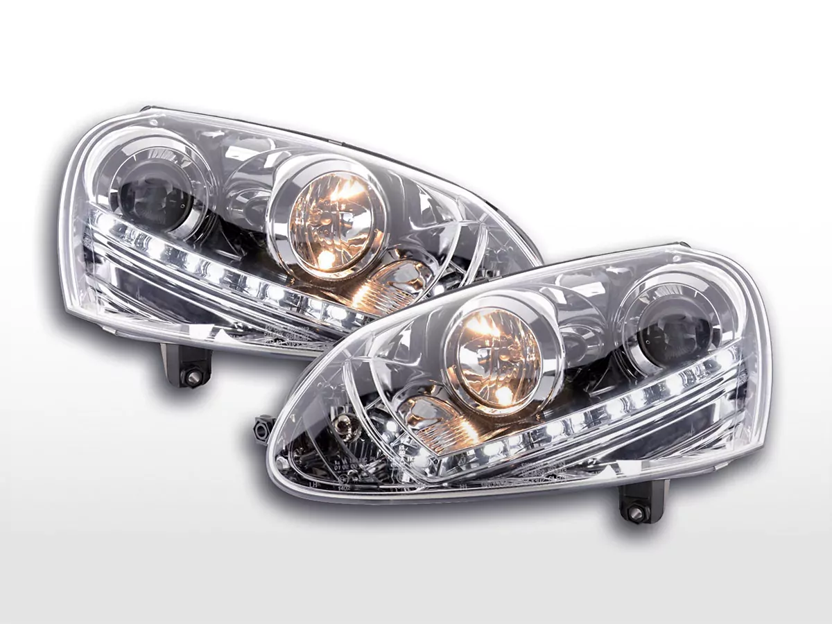 Scheinwerfer Set Daylight LED Tagfahrlicht VW Golf 5 Typ 1K Bj. 03-08 chrom