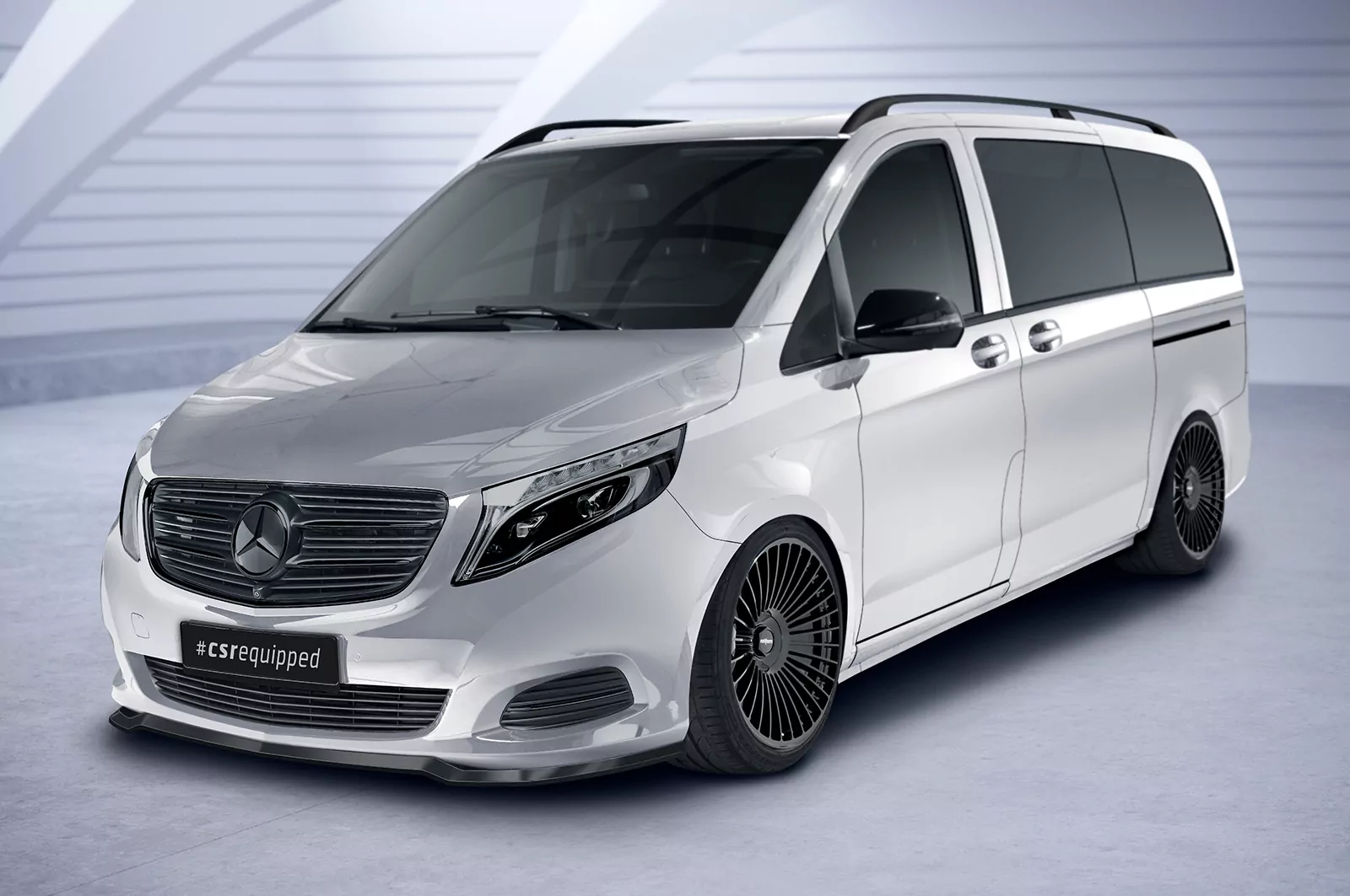 Cup-Spoilerlippe mit ABE für Mercedes Benz V-Klasse 447 CSL538 Schwarz Strukturiert