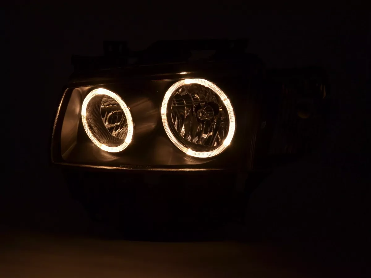 Scheinwerfer Set Angel Eyes VW Bus Typ T4 Bj. 97-02 schwarz