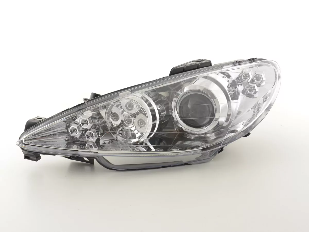 Scheinwerfer Set Daylight LED TFL-Optik Peugeot 206 Bj. 98-05 chrom